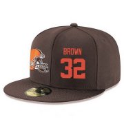 Cheap Cleveland Browns #32 Jim Brown Snapback Cap NFL Player Brown with Orange Number Stitched Hat