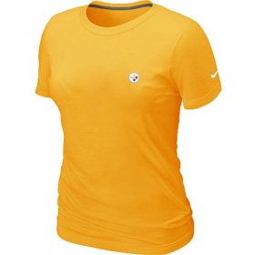 Wholesale Cheap Women\'s Nike Pittsburgh Steelers Chest Embroidered Logo T-Shirt Yellow