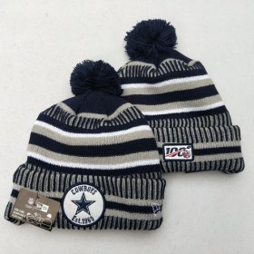 Cheap Cowboys Team Logo Gray 100th Season Pom Knit Hat YD