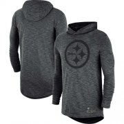 Wholesale Cheap Men's Pittsburgh Steelers Nike Heathered Charcoal Fan Gear Tonal Slub Hooded Long Sleeve T-Shirt