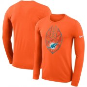 Wholesale Cheap Men's Miami Dolphins Nike Orange Fan Gear Icon Performance Long Sleeve T-Shirt