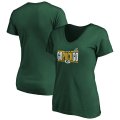 Wholesale Cheap Green Bay Packers Women's 2019 NFL Playoffs Bound Hometown Checkdown V-Neck T-Shirt Green