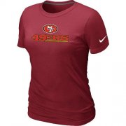 Wholesale Cheap Women's Nike San Francisco 49ers Authentic Logo T-Shirt Red