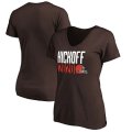 Wholesale Cheap Cleveland Browns Fanatics Branded Women's Kickoff 2020 V-Neck T-Shirt Brown