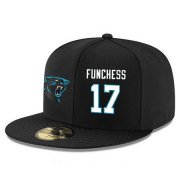 Cheap Carolina Panthers #17 Devin Funchess Snapback Cap NFL Player Black with White Number Stitched Hat