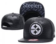 Cheap NFL Pittsburgh Steelers Team Logo Black Snapback Adjustable Hat 02