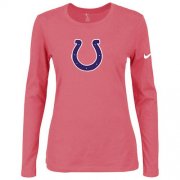 Wholesale Cheap Women's Nike Indianapolis Colts Of The City Long Sleeve Tri-Blend NFL T-Shirt Pink-2