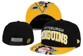 Cheap NHL Pittsburgh Penguins Team Logo Black Snapback Adjustable Hat