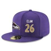 Cheap Baltimore Ravens #26 Matt Elam Snapback Cap NFL Player Purple with Gold Number Stitched Hat