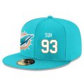 Cheap Miami Dolphins #93 Ndamukong Suh Snapback Cap NFL Player Aqua Green with White Number Stitched Hat