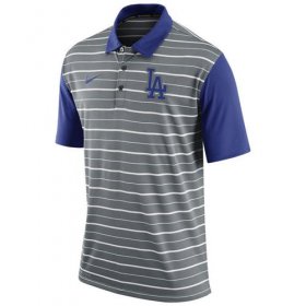 Wholesale Cheap Men\'s Los Angeles Dodgers Nike Gray Dri-FIT Stripe Polo