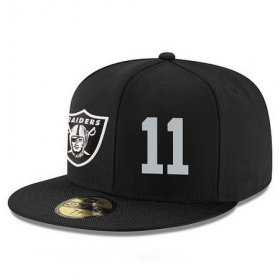 Cheap Oakland Raiders #11 Sebastian Janikowski Snapback Cap NFL Player Black with Silver Number Stitched Hat