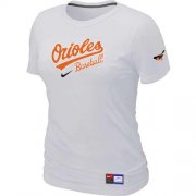 Wholesale Cheap Women's Baltimore Orioles Nike Short Sleeve Practice MLB T-Shirt White