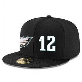 Cheap Philadelphia Eagles #12 Randall Cunningham Snapback Cap NFL Player Black with White Number Stitched Hat